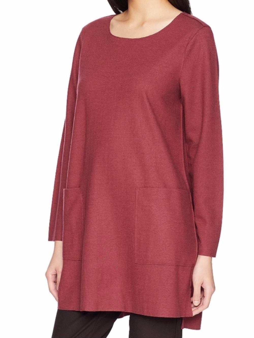 Eileen Fisher Boiled Wool Boxy Jersey Tunic Top Size Small Colour Motry